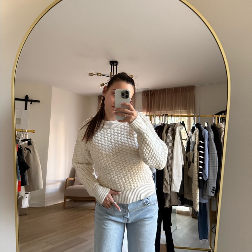 Mango Textured Cream Sweater